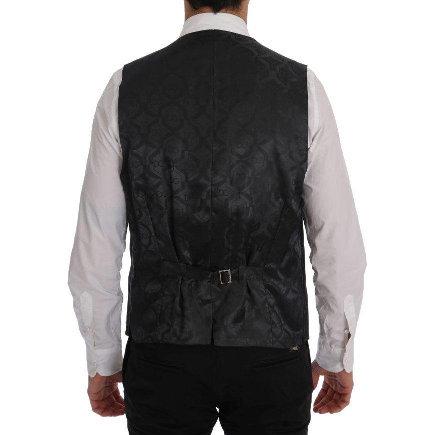 Dolce & Gabbana Elegant Gray Striped Vest Waistcoat Dolce & Gabbana Gray