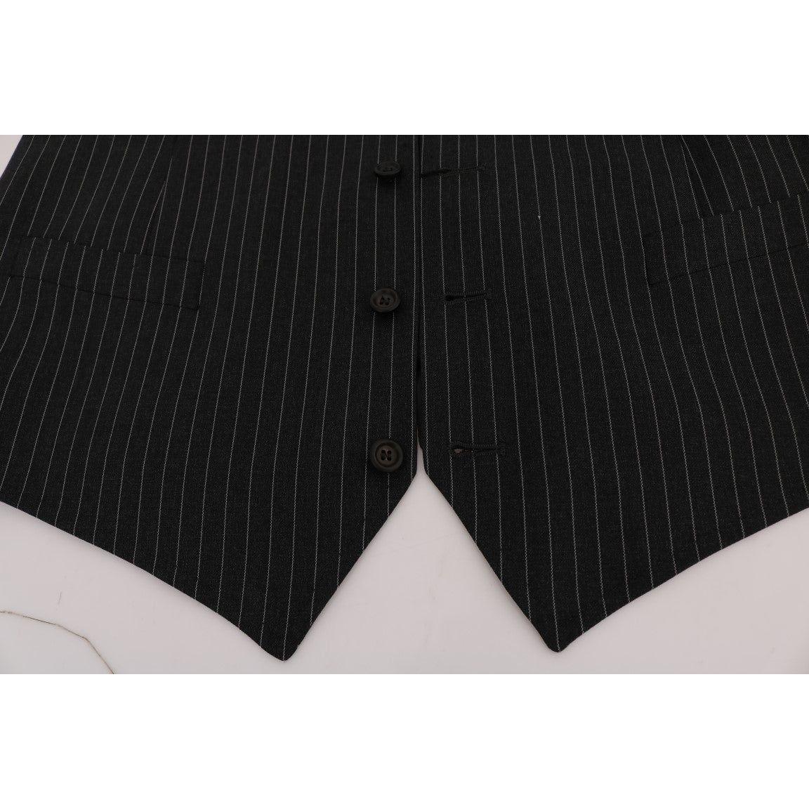 Dolce & Gabbana Elegant Gray Striped Vest Waistcoat Dolce & Gabbana Gray