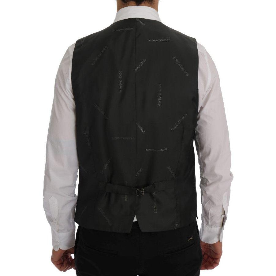 Dolce & Gabbana Elegant Gray Striped Single Breasted Vest Dolce & Gabbana Gray