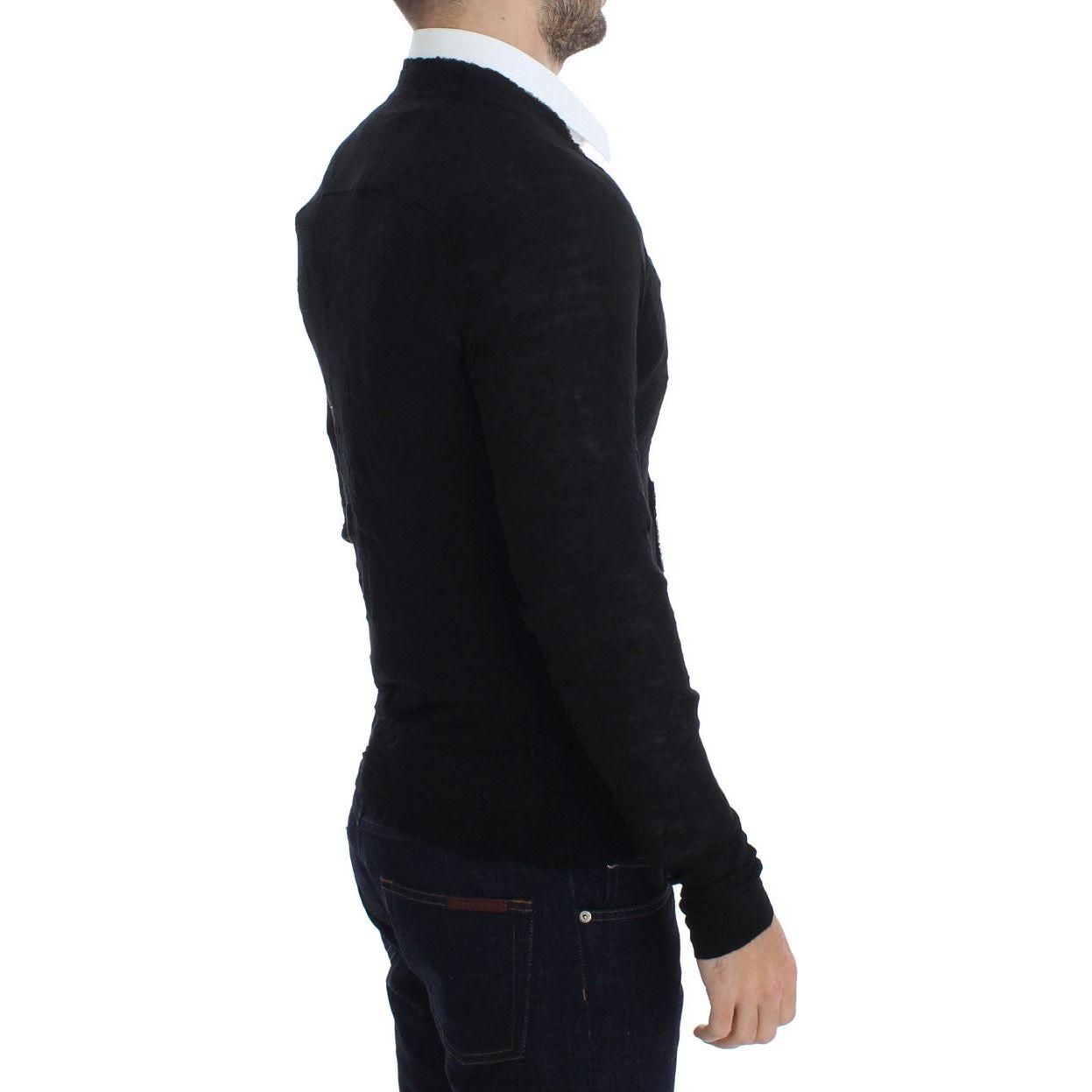 Costume National Elegant Black Merino Wool Cardigan Costume National Black