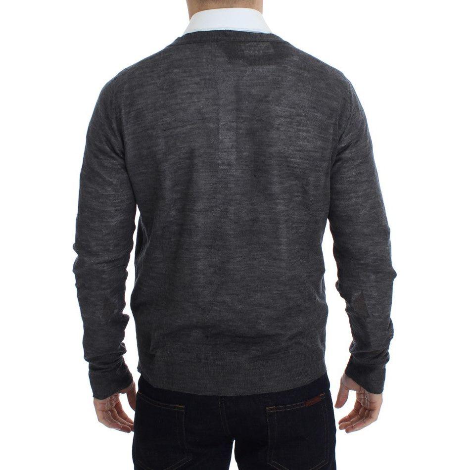 Costume National Elegant Gray Wool Blend Cardigan Sweater Costume National Dark Slate Gray
