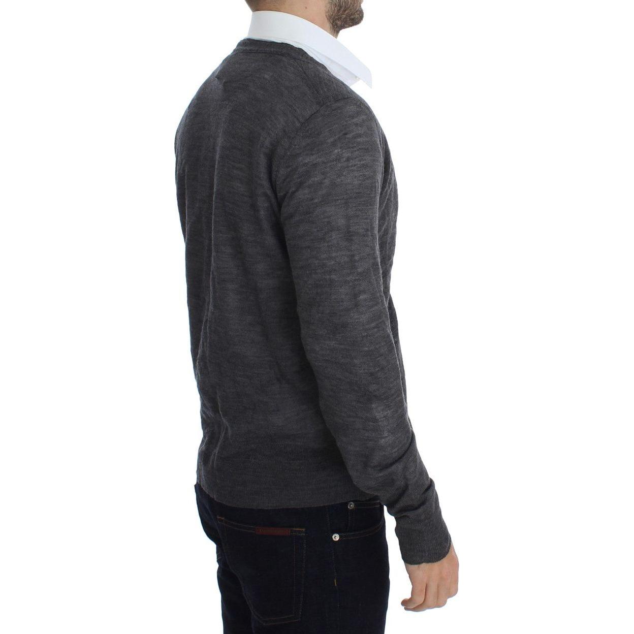 Costume National Elegant Gray Wool Blend Cardigan Sweater Costume National Dark Slate Gray