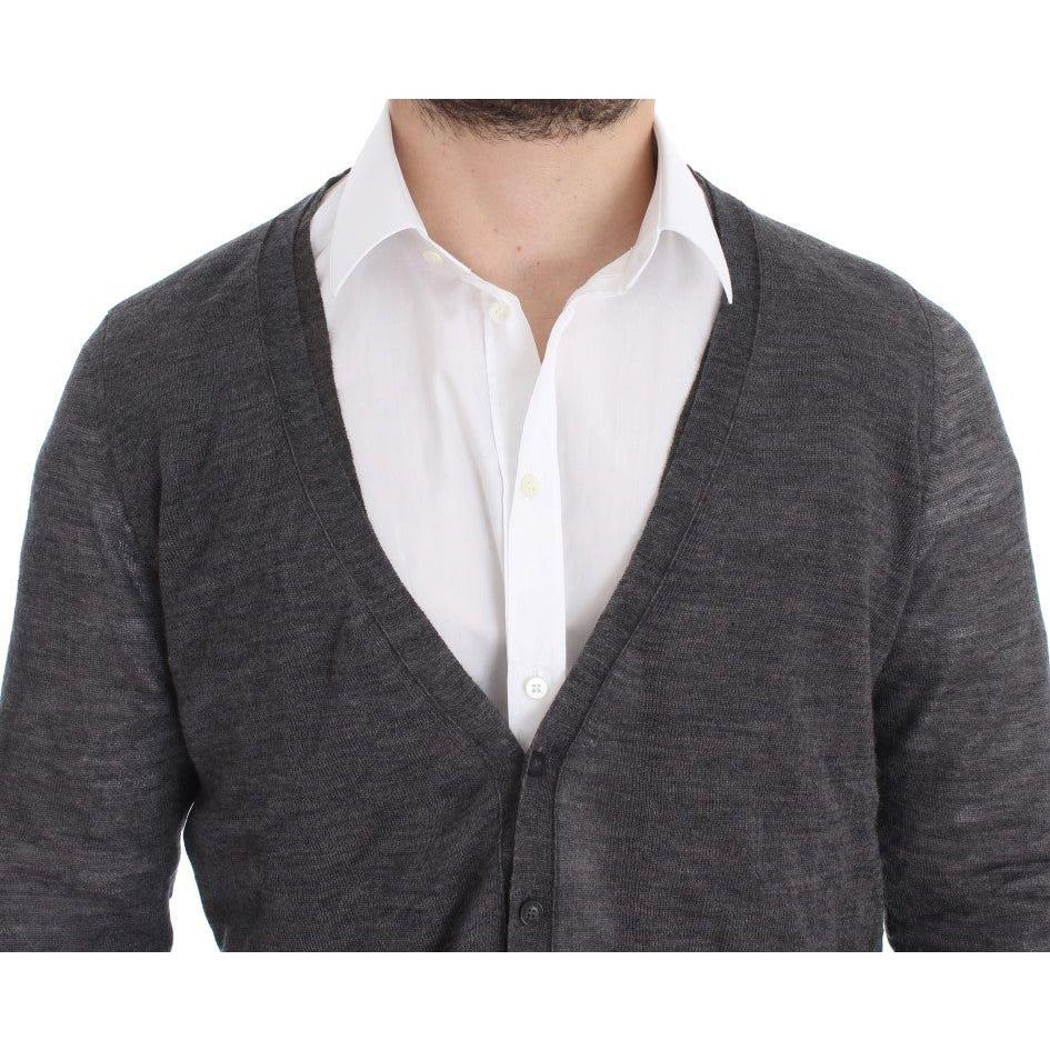 Costume National Elegant Gray Wool Blend Cardigan Sweater Costume National Dark Slate Gray
