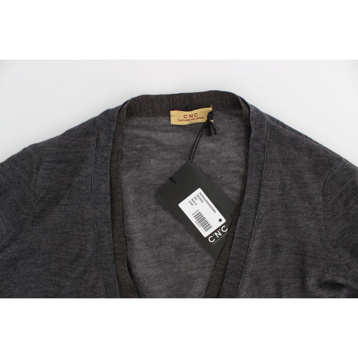 Costume National Elegant Gray Wool Blend Cardigan Sweater Costume National Dark Slate Gray