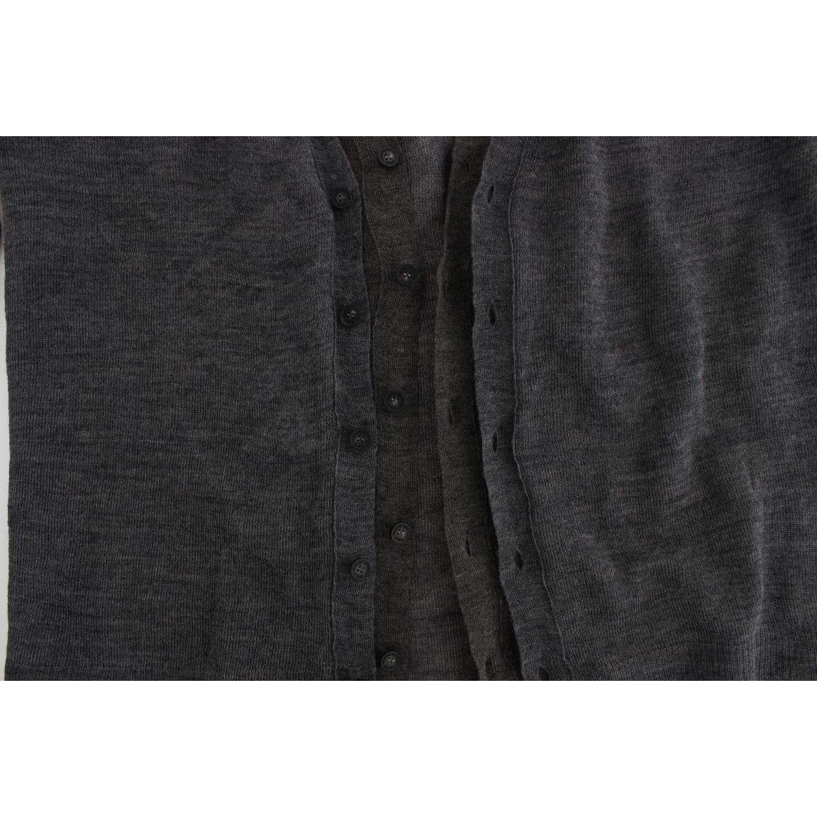 Costume National Elegant Gray Wool Blend Cardigan Sweater Costume National Dark Slate Gray