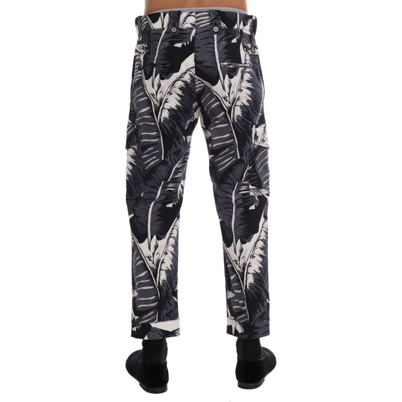 Dolce & Gabbana Elegant Capri Casual Pants in Banana Leaf Print Dolce & Gabbana Dark Slate Gray