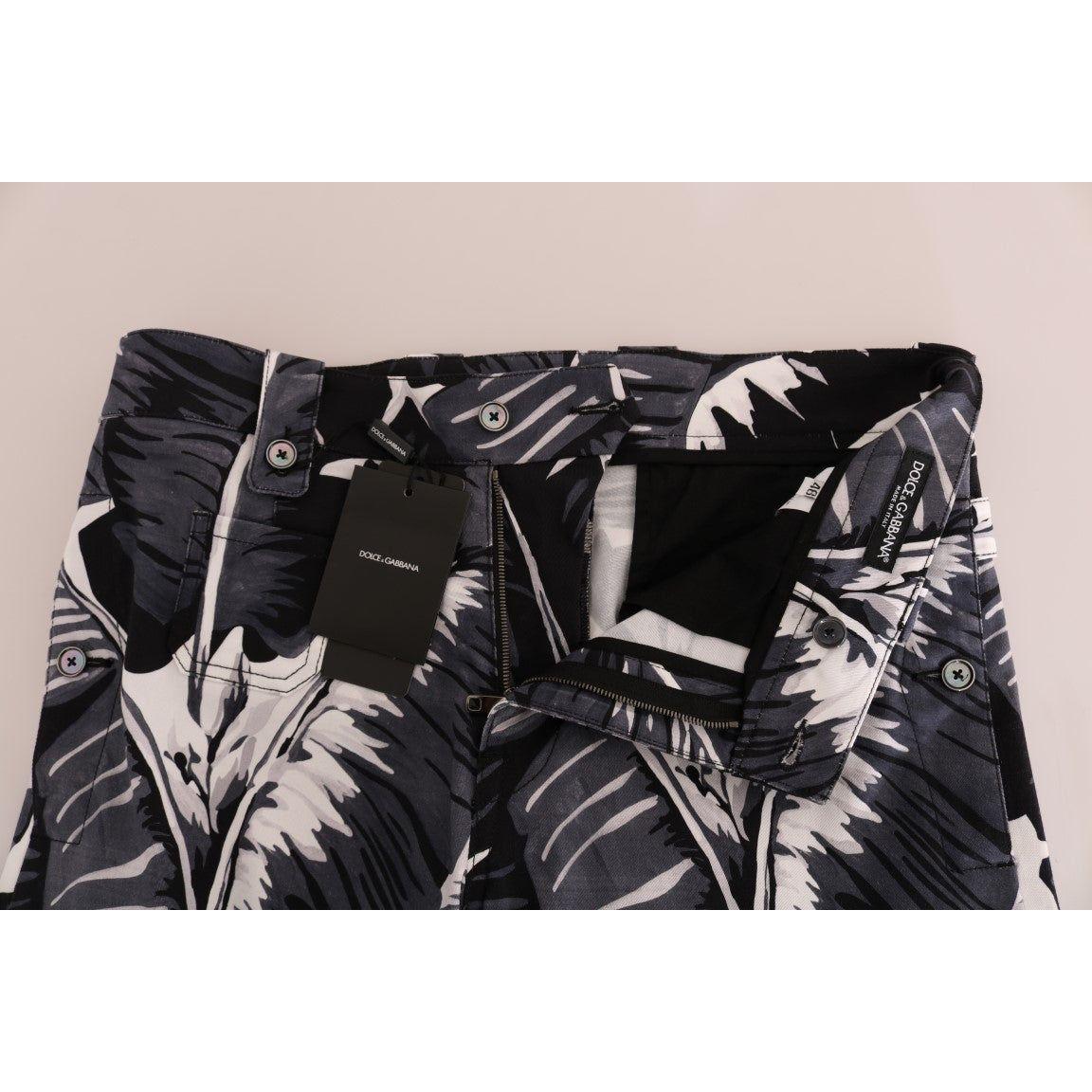 Dolce & Gabbana Elegant Capri Casual Pants in Banana Leaf Print Dolce & Gabbana Dark Slate Gray