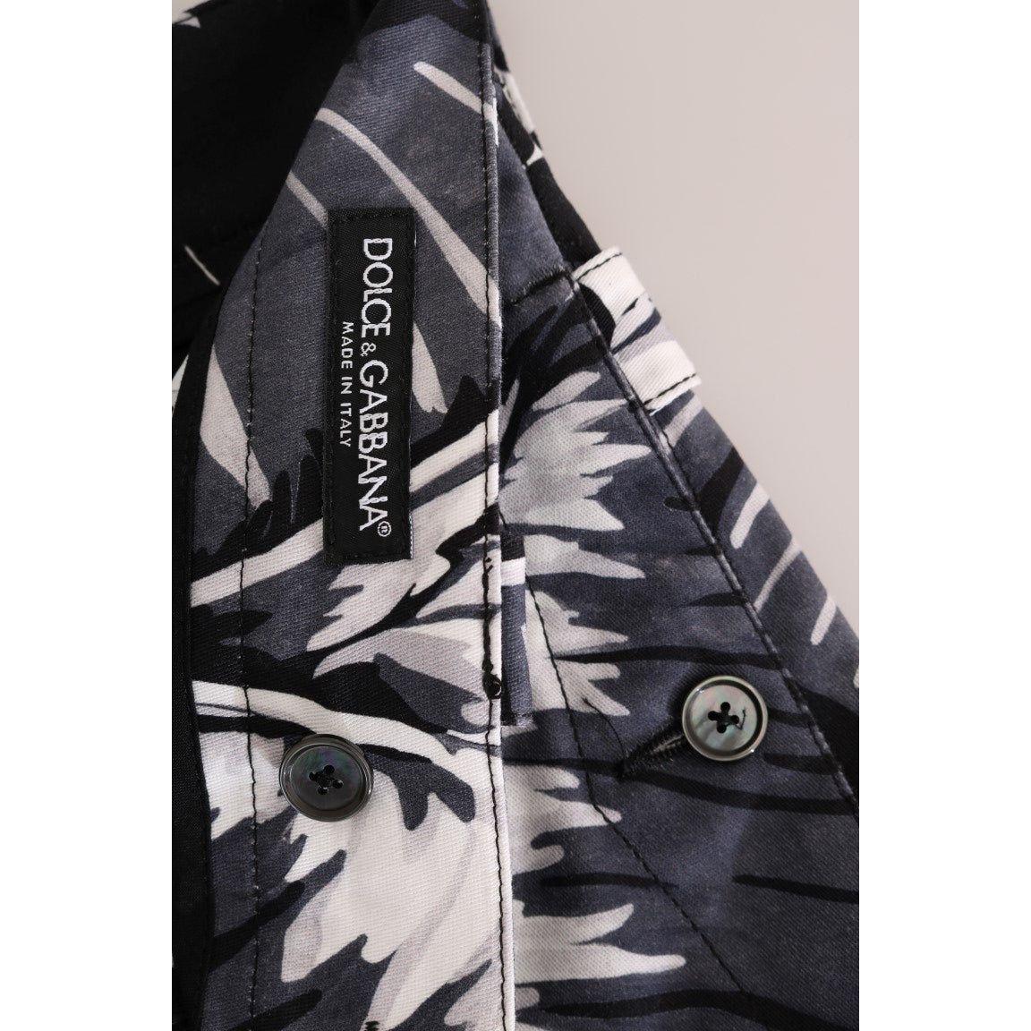 Dolce & Gabbana Elegant Capri Casual Pants in Banana Leaf Print Dolce & Gabbana Gray
