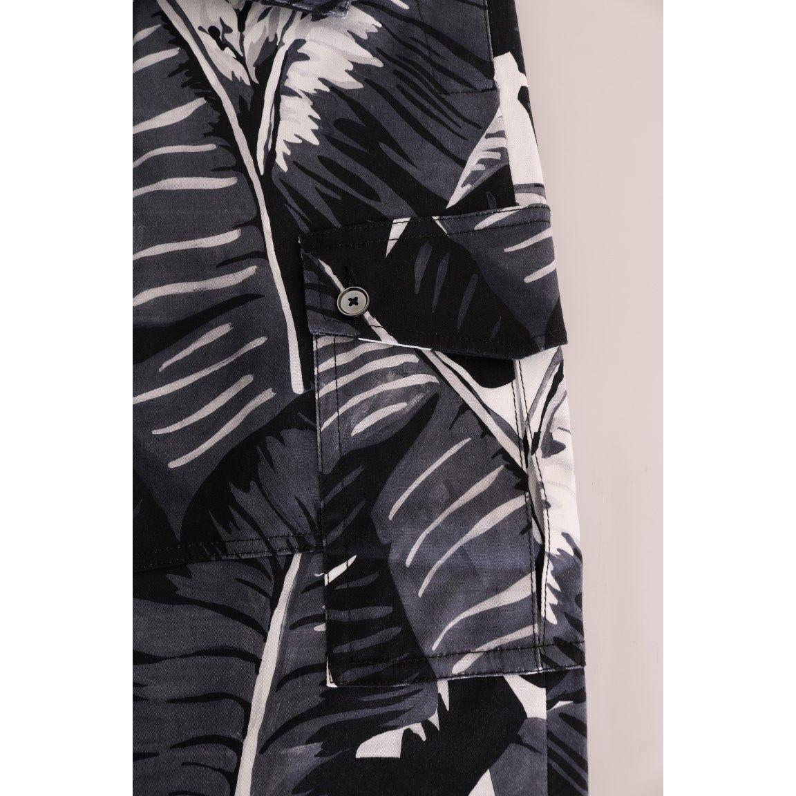 Dolce & Gabbana Elegant Capri Casual Pants in Banana Leaf Print Dolce & Gabbana Light Gray