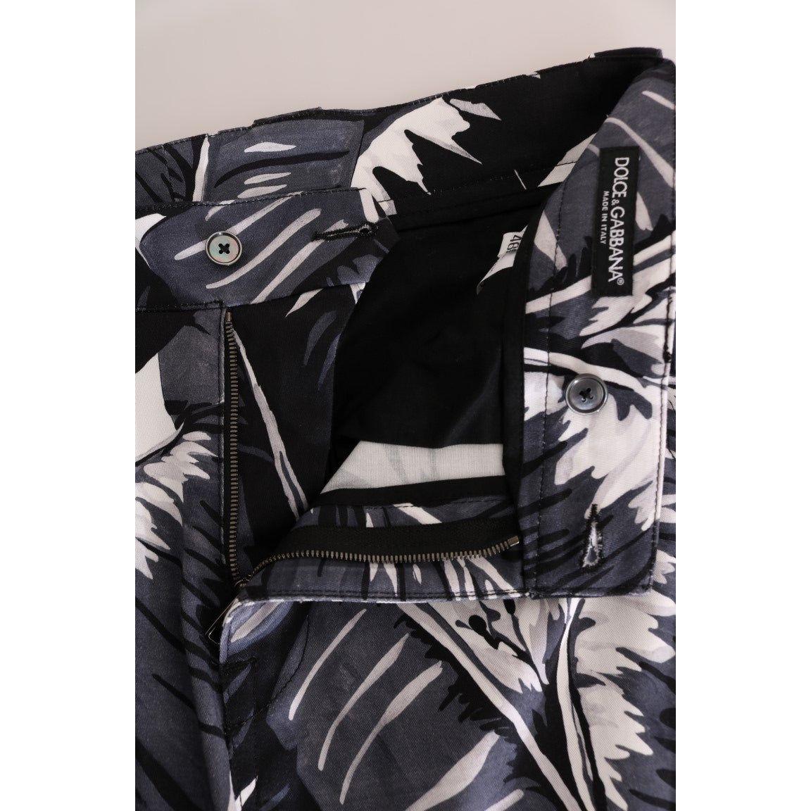 Dolce & Gabbana Elegant Capri Casual Pants in Banana Leaf Print Dolce & Gabbana Gray