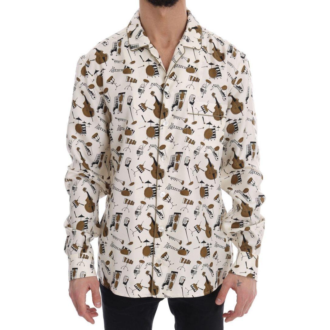Dolce & Gabbana Exclusive Silk Casual Men's Shirt - JAZZ Motive Dolce & Gabbana Light Gray