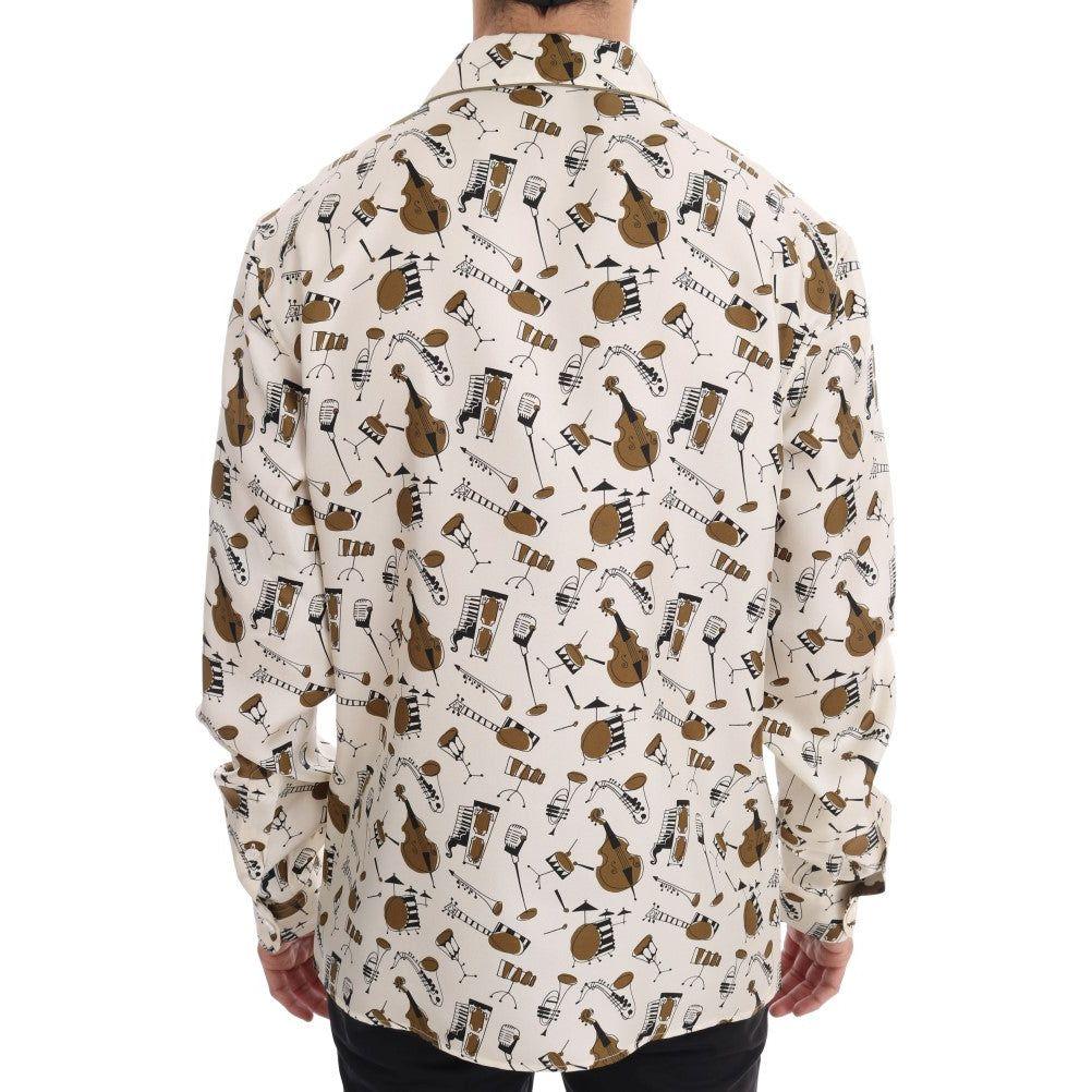 Dolce & Gabbana Exclusive Silk Casual Men's Shirt - JAZZ Motive Dolce & Gabbana Light Gray
