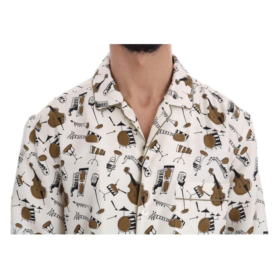 Dolce & Gabbana Exclusive Silk Casual Men's Shirt - JAZZ Motive Dolce & Gabbana Light Gray