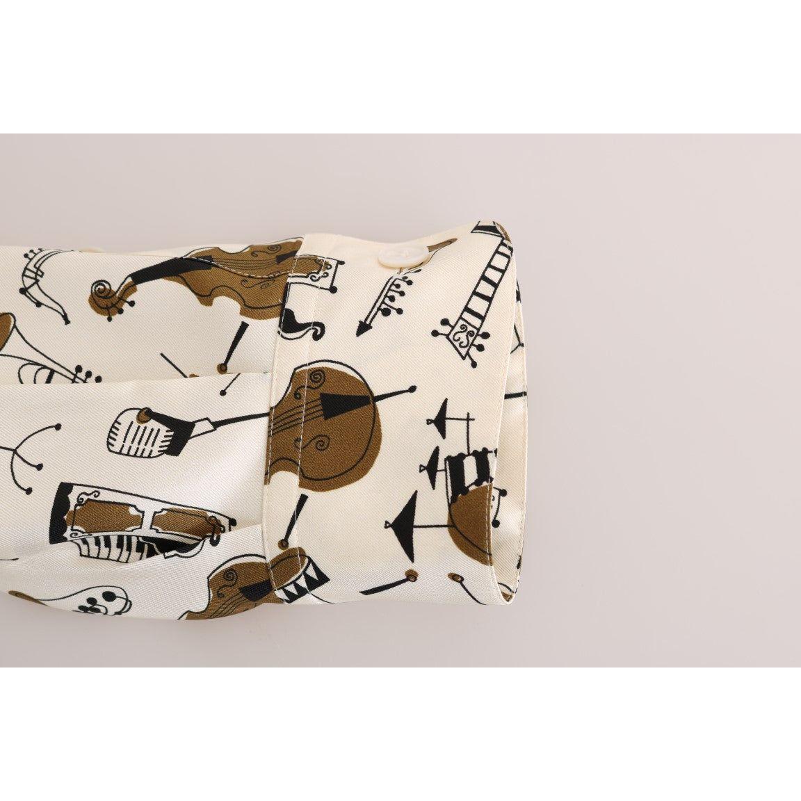 Dolce & Gabbana Exclusive Silk Casual Men's Shirt - JAZZ Motive Dolce & Gabbana Light Gray