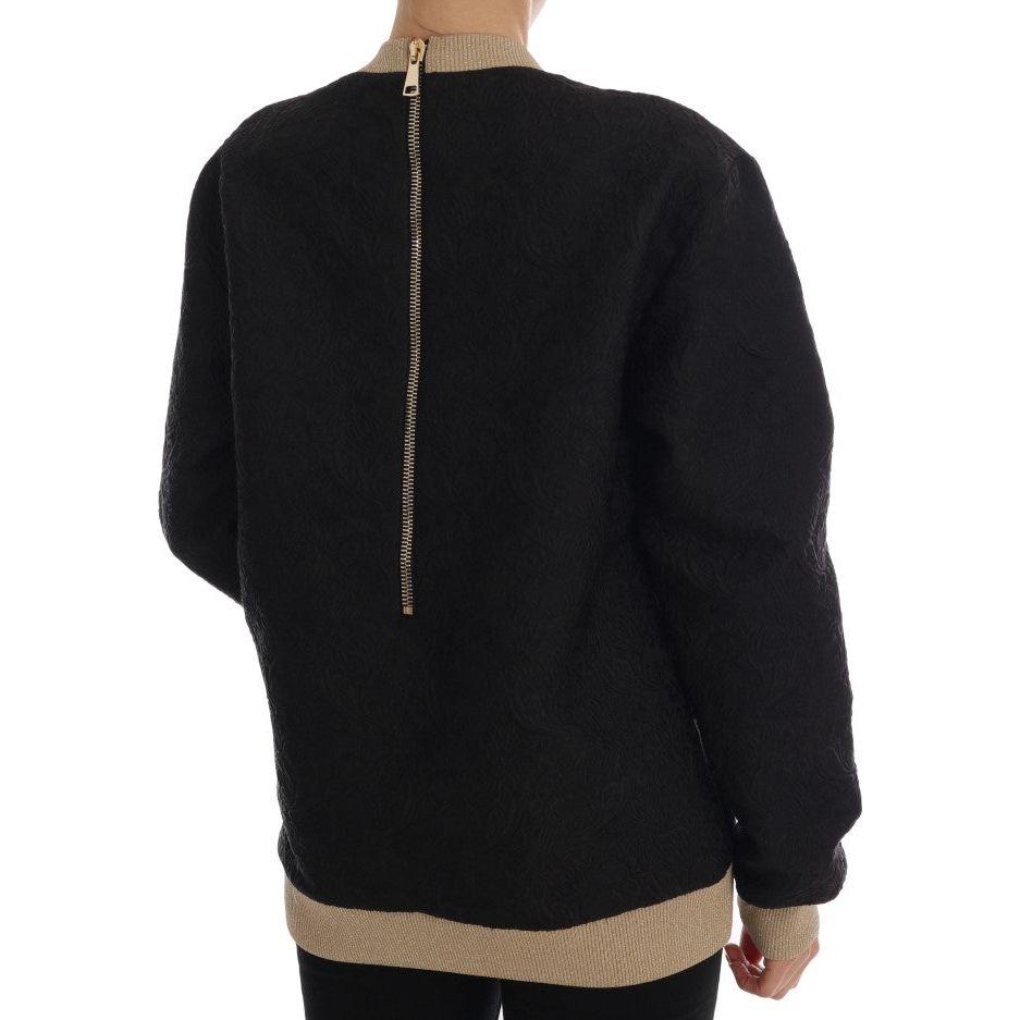 Dolce & Gabbana Enchanted Sequined Black Brocade Sweater Dolce & Gabbana Black
