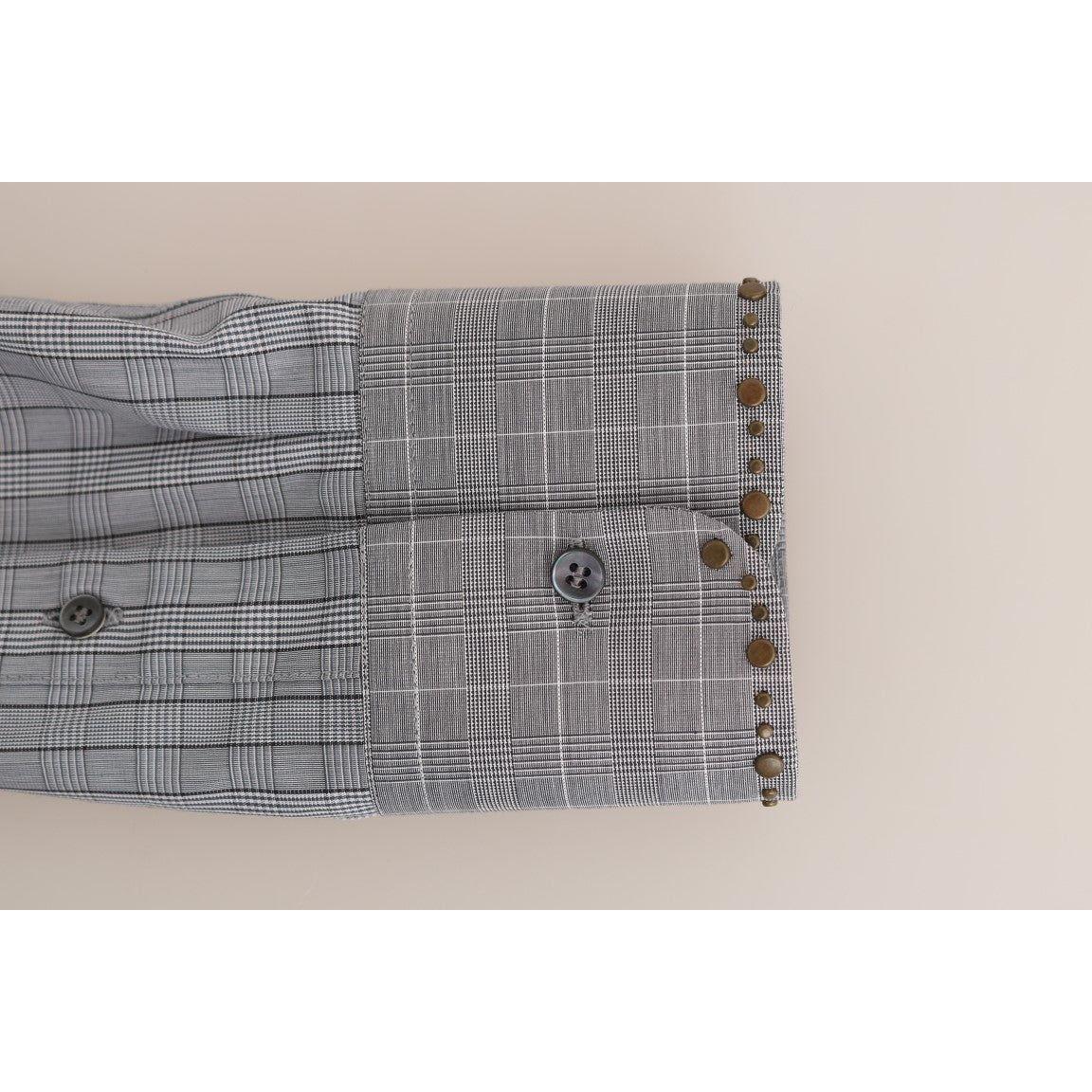 Dolce & Gabbana Elegant Gray Checkered Slim Fit Casual Shirt Dolce & Gabbana Gray
