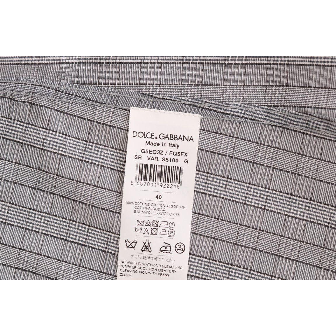 Dolce & Gabbana Elegant Gray Checkered Slim Fit Casual Shirt Dolce & Gabbana Gray