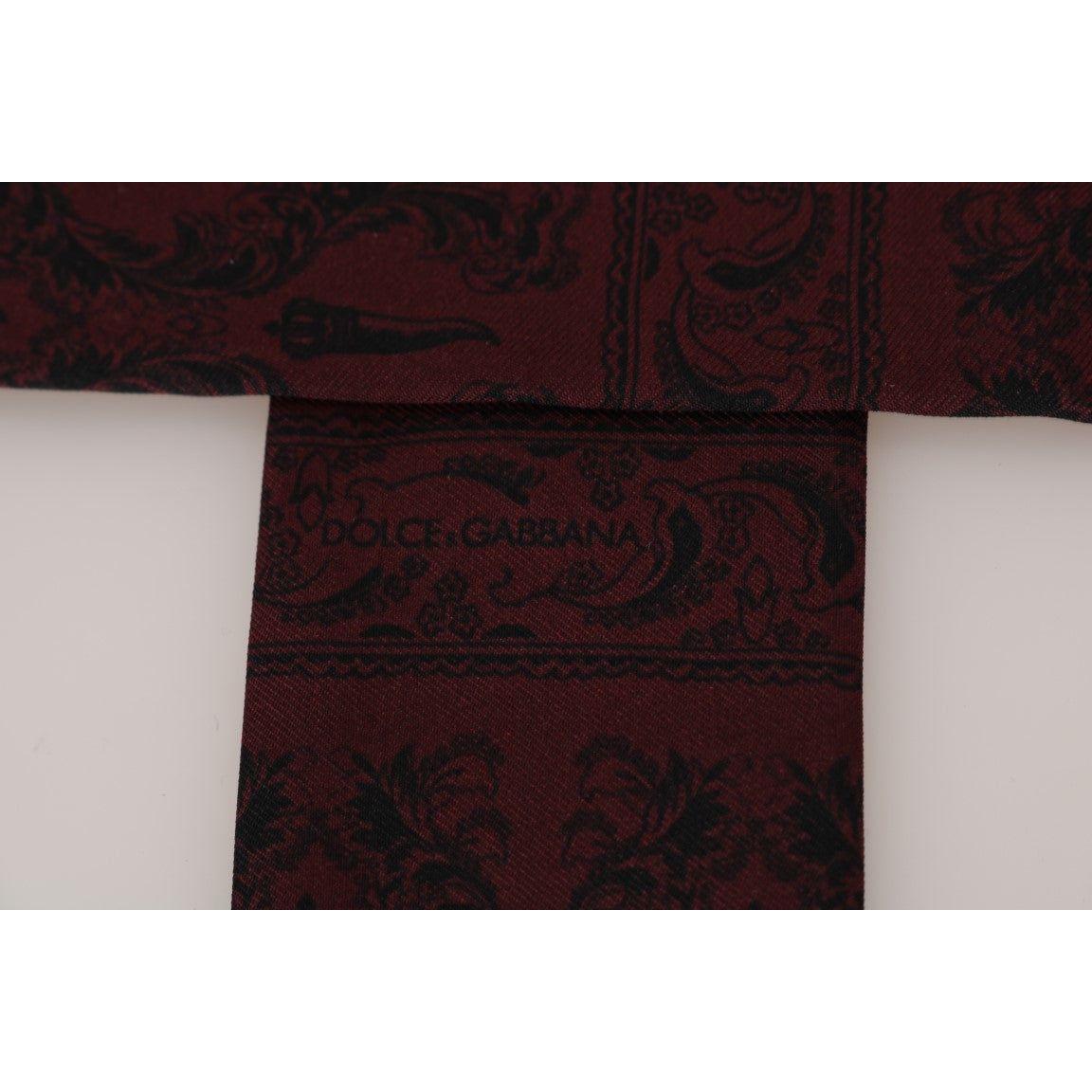 Dolce & Gabbana Silk Bordeaux Crown Chili Print Mens Scarf Silk Scarves Dolce & Gabbana Gray