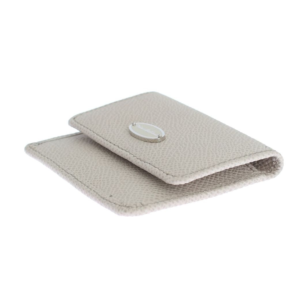 Dolce & Gabbana Sleek White Leather Condom Case Wallet Wallet Dolce & Gabbana Gray