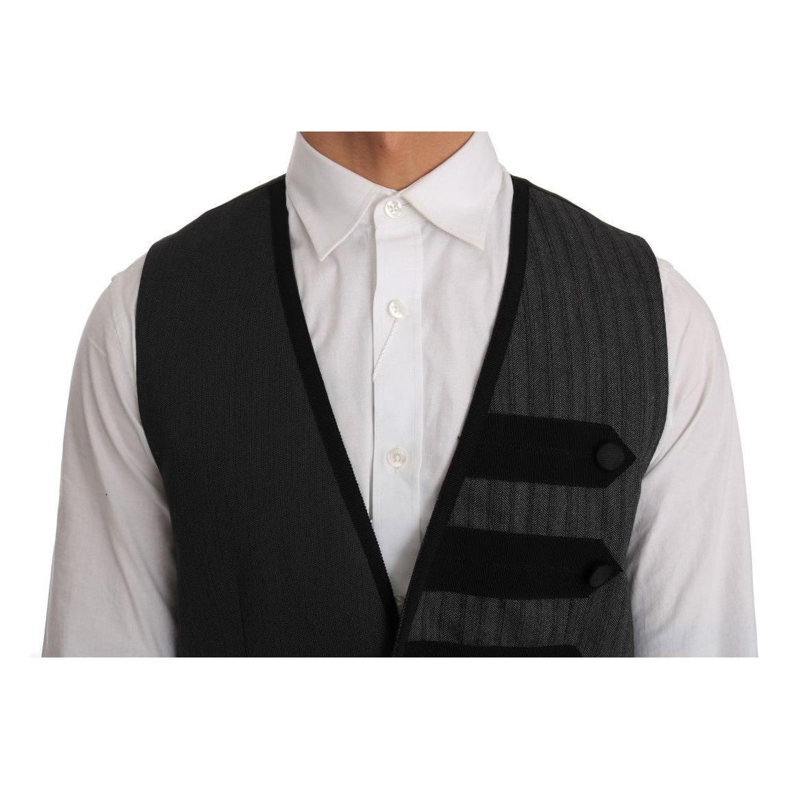 Dolce & Gabbana Elegant Gray Torrero Pattern Formal Vest Dolce & Gabbana Dark Slate Gray