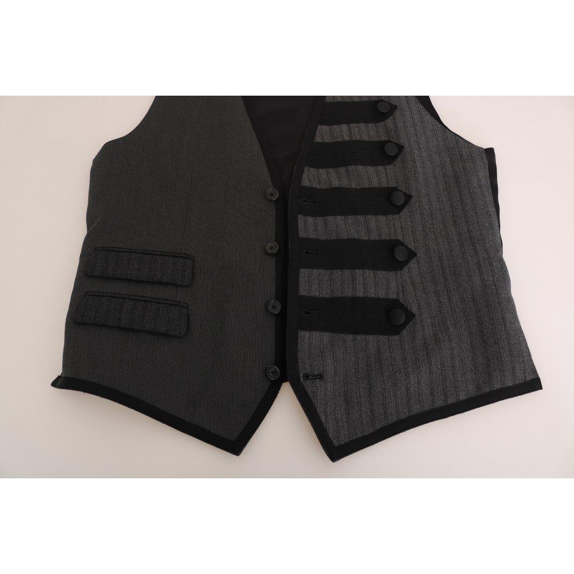 Dolce & Gabbana Elegant Gray Torrero Pattern Formal Vest Dolce & Gabbana Dark Slate Gray