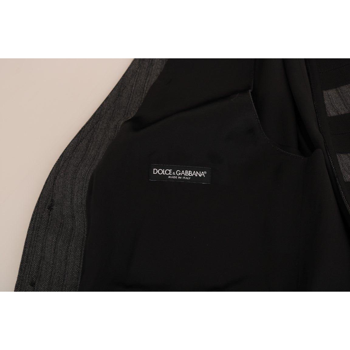 Dolce & Gabbana Elegant Gray Torrero Pattern Formal Vest Dolce & Gabbana Gray