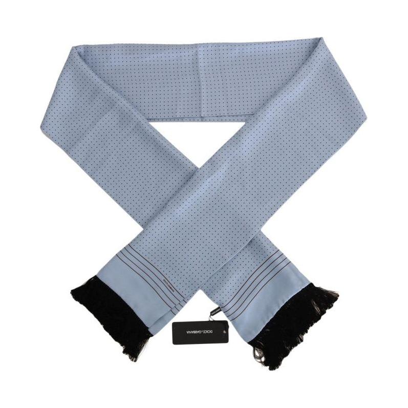 Dolce & Gabbana Elegant Blue Silk Polka Dot Men's Scarf Silk Scarves Dolce & Gabbana Dark Gray