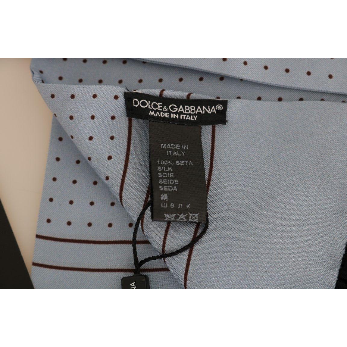 Dolce & Gabbana Elegant Blue Silk Polka Dot Men's Scarf Silk Scarves Dolce & Gabbana Light Slate Gray