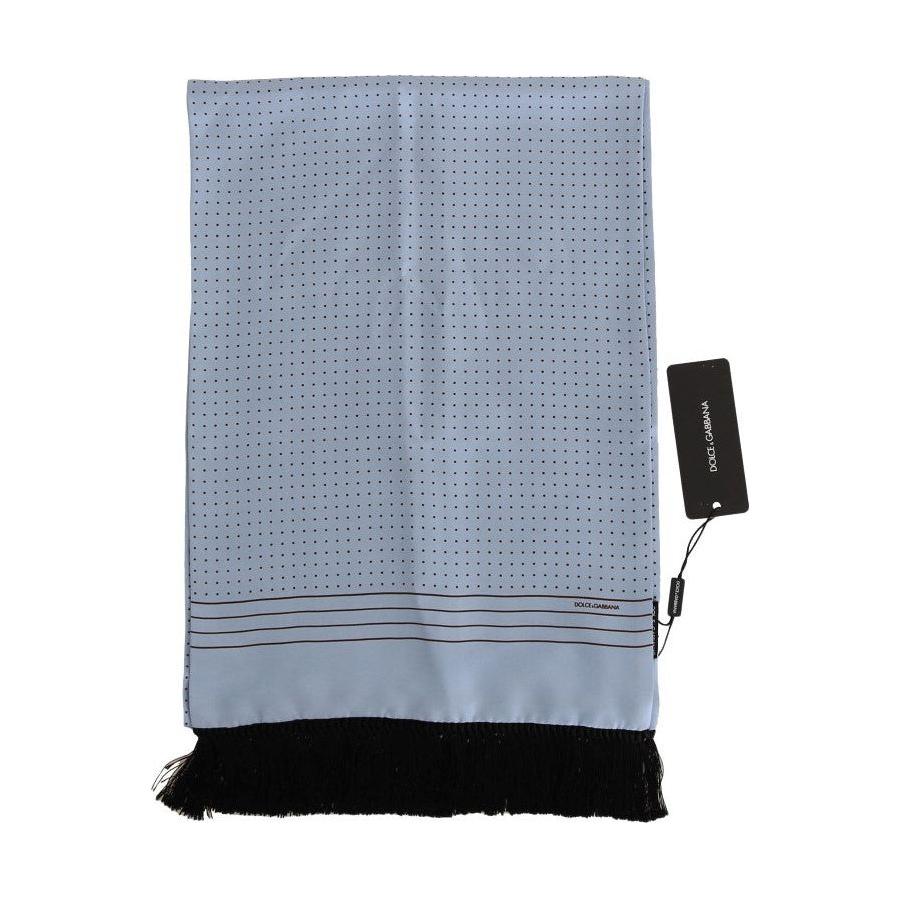 Dolce & Gabbana Elegant Blue Silk Polka Dot Men's Scarf Silk Scarves Dolce & Gabbana Dark Gray