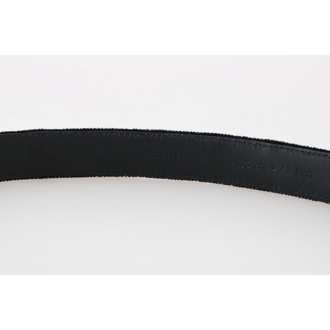 Dolce & Gabbana Elegant Black Cotton-Leather Men's Belt Belt Dolce & Gabbana Dark Slate Gray