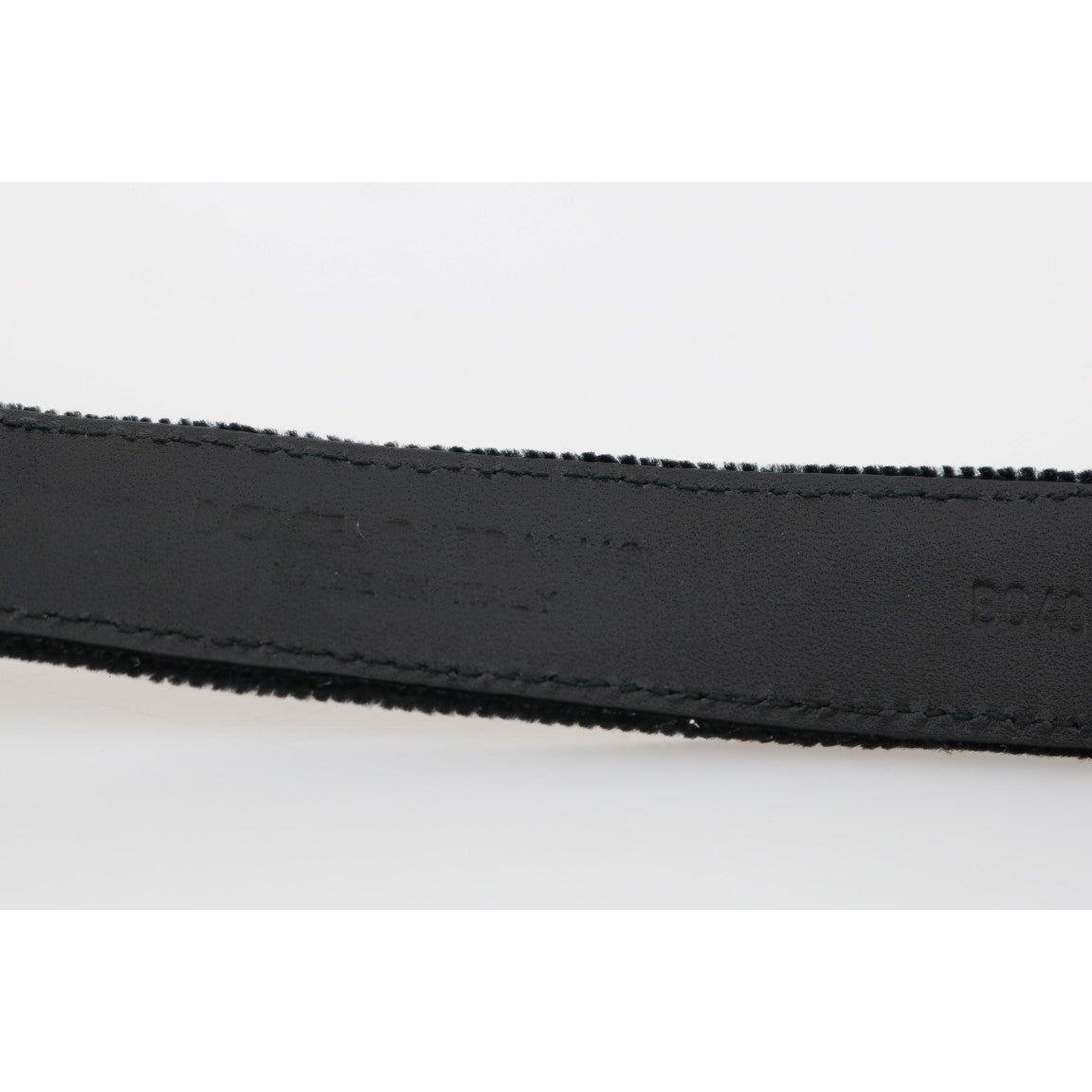 Dolce & Gabbana Elegant Black Cotton-Leather Men's Belt Belt Dolce & Gabbana Lavender