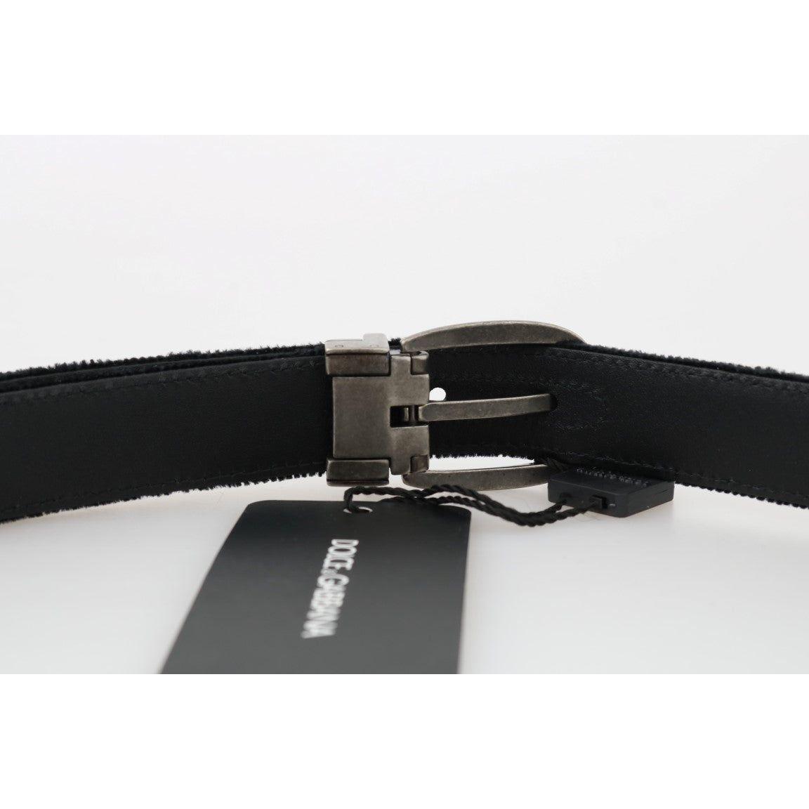Dolce & Gabbana Elegant Black Cotton-Leather Men's Belt Belt Dolce & Gabbana Lavender