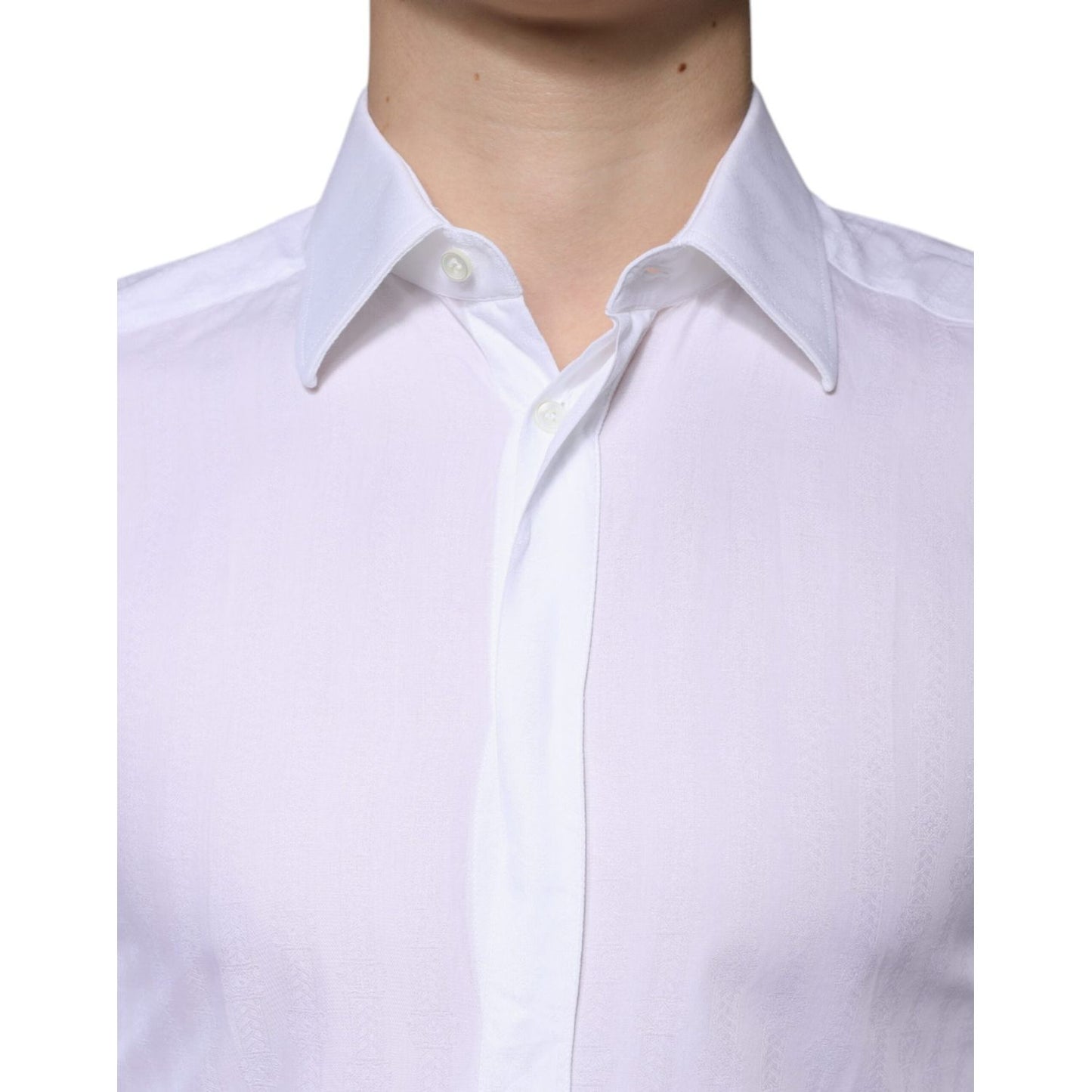 Dolce & Gabbana White Cotton Formal Men GOLD Dress Shirt
