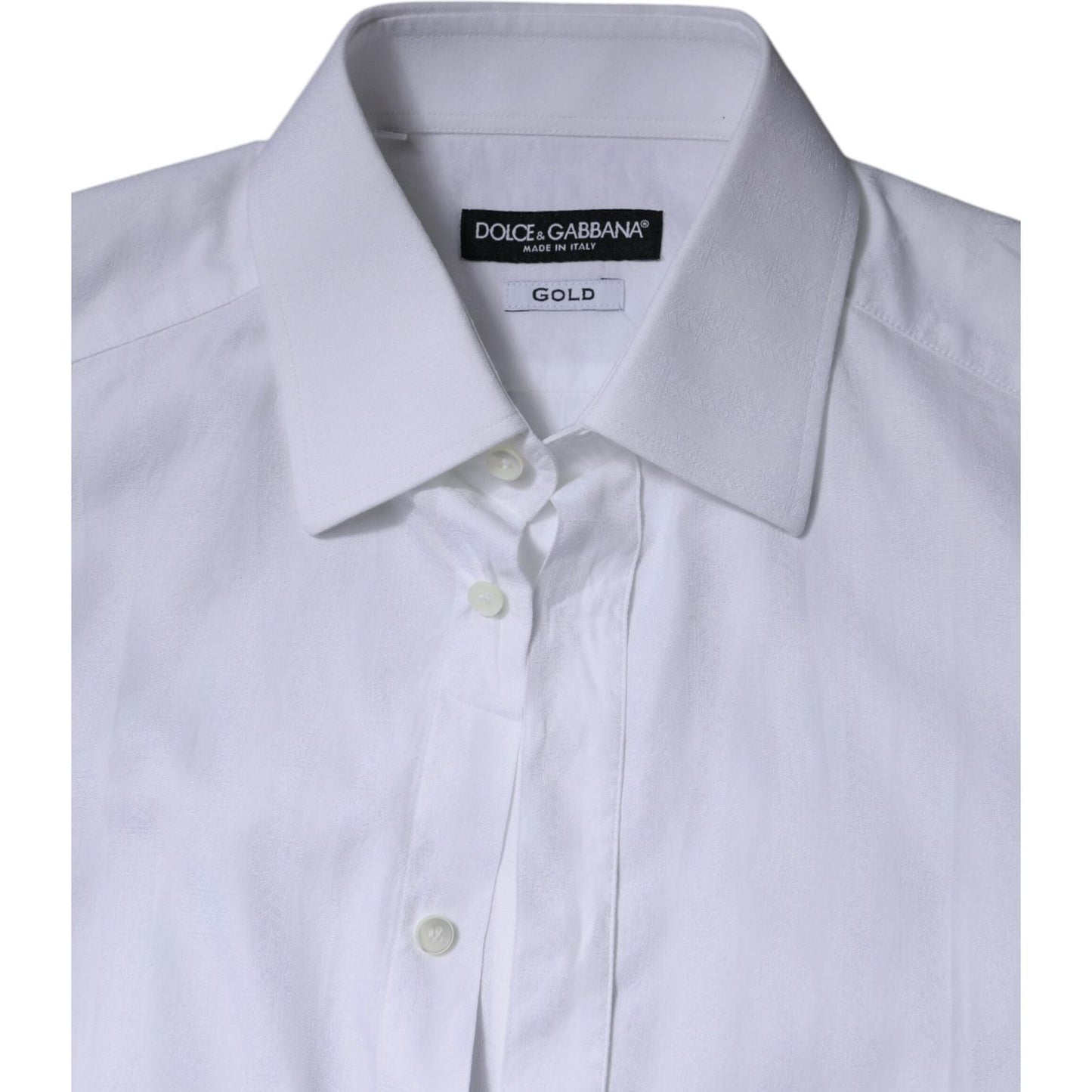 Dolce & Gabbana White Cotton Formal Men GOLD Dress Shirt