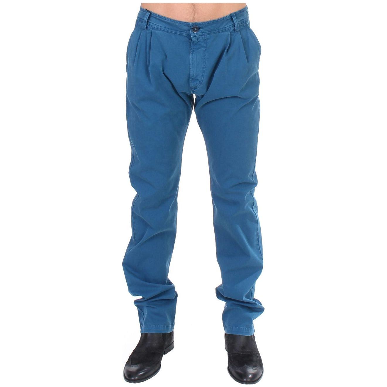 GF Ferre Elegant Straight Fit Cotton Chinos GF Ferre Dark Slate Blue