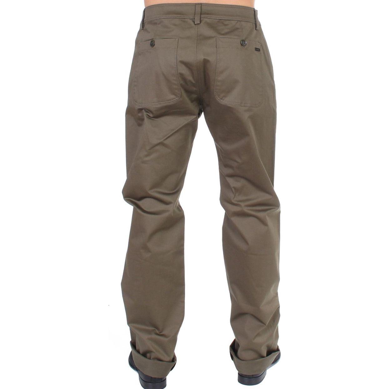 GF Ferre Elegant Green Comfort Straight Fit Pants GF Ferre Dim Gray