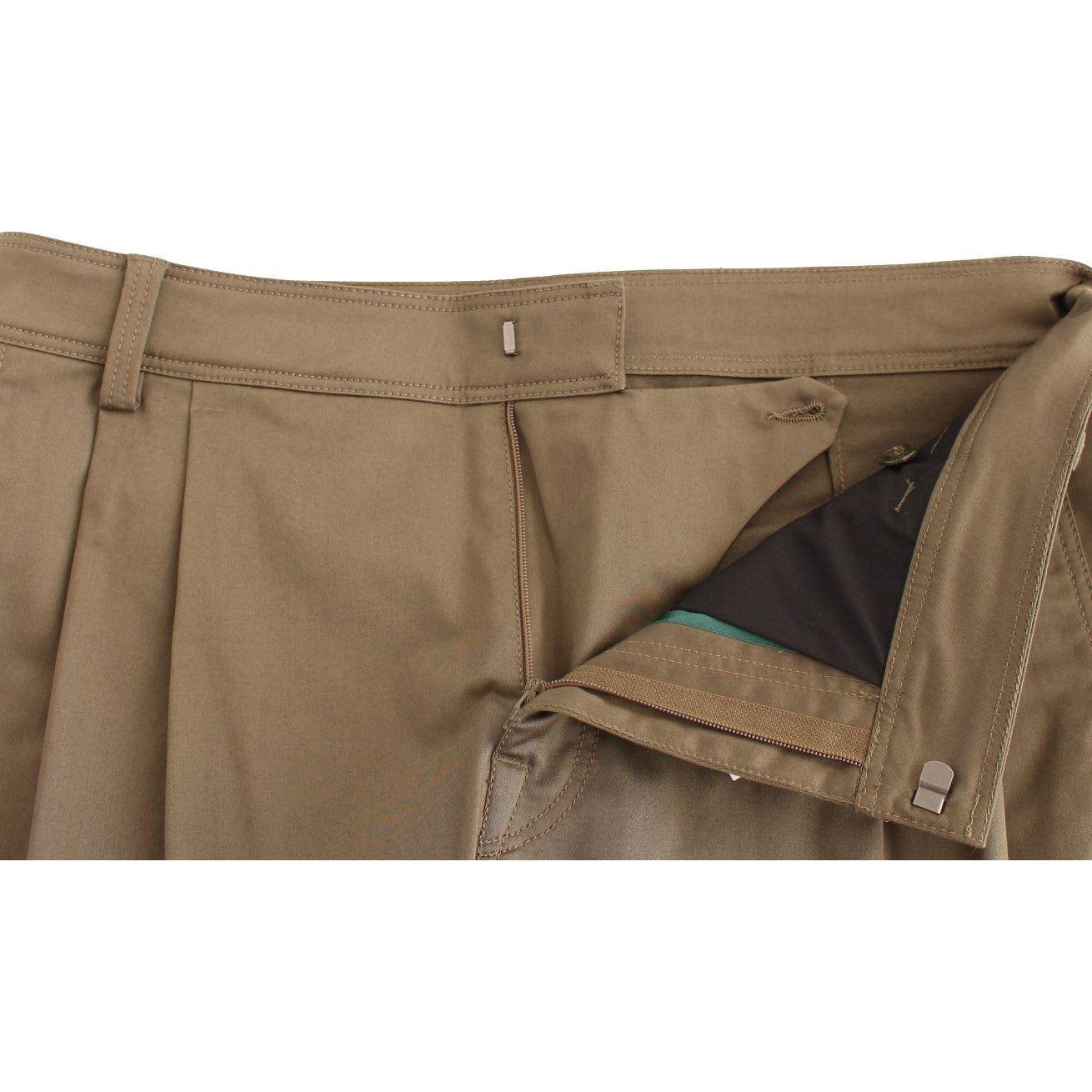 GF Ferre Elegant Green Comfort Straight Fit Pants GF Ferre Dim Gray