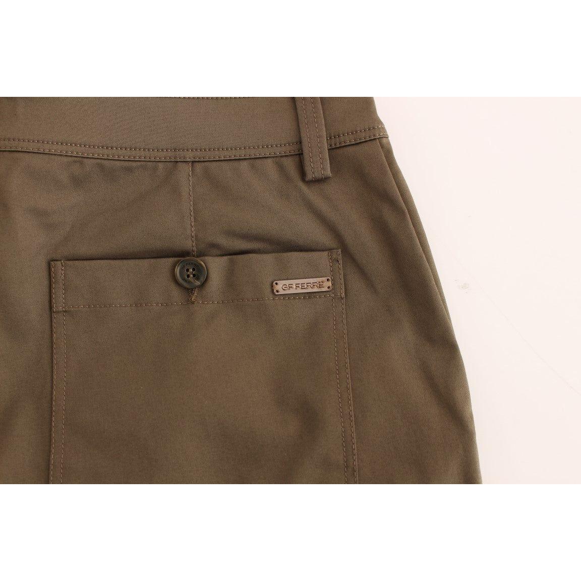 GF Ferre Elegant Green Comfort Straight Fit Pants GF Ferre Dark Olive Green
