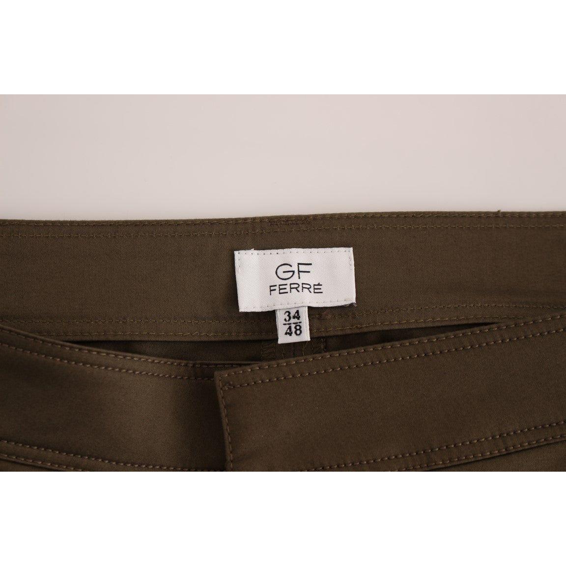 GF Ferre Elegant Green Comfort Straight Fit Pants GF Ferre Light Gray