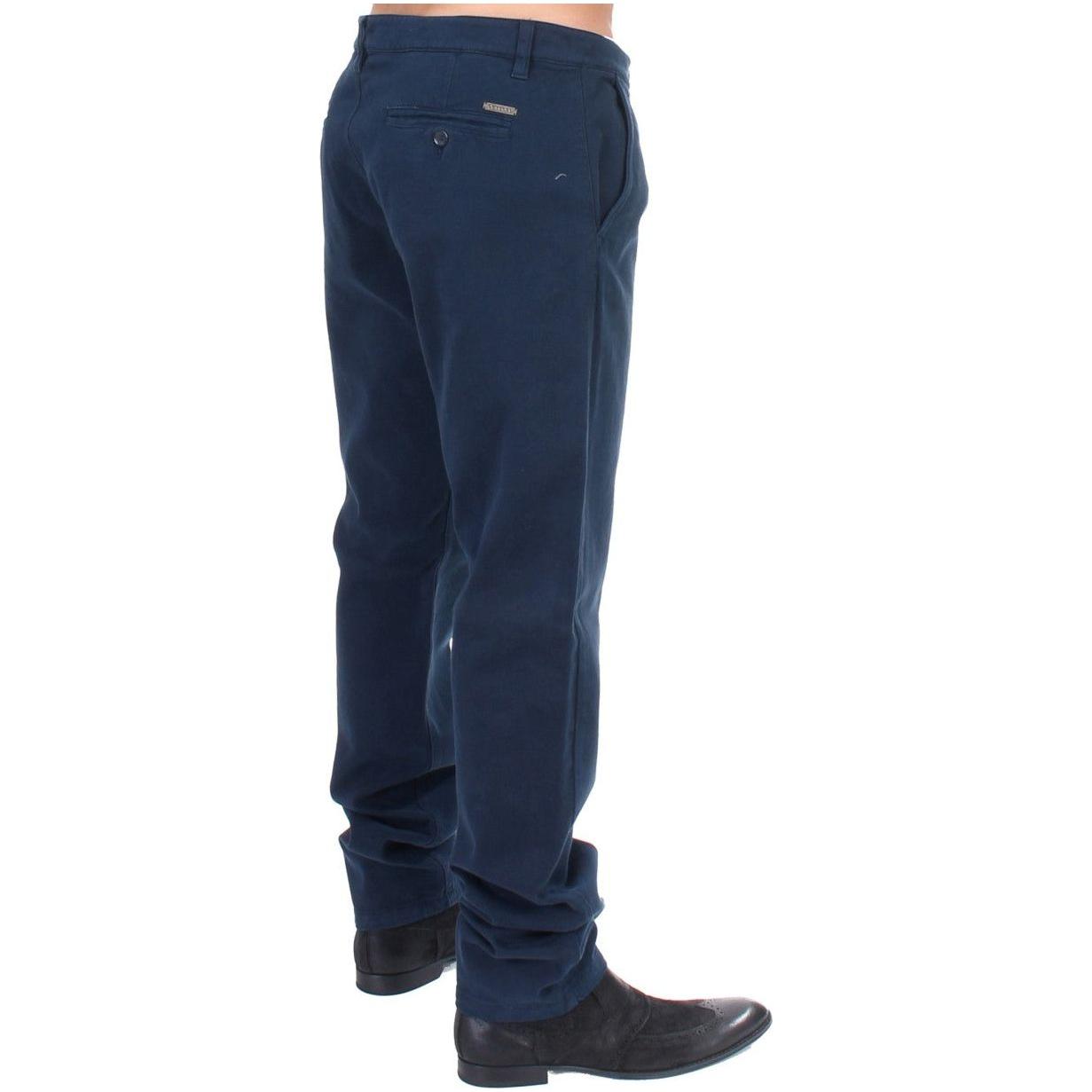 GF Ferre Elegant Blue Cotton Stretch Chinos GF Ferre Dark Slate Gray