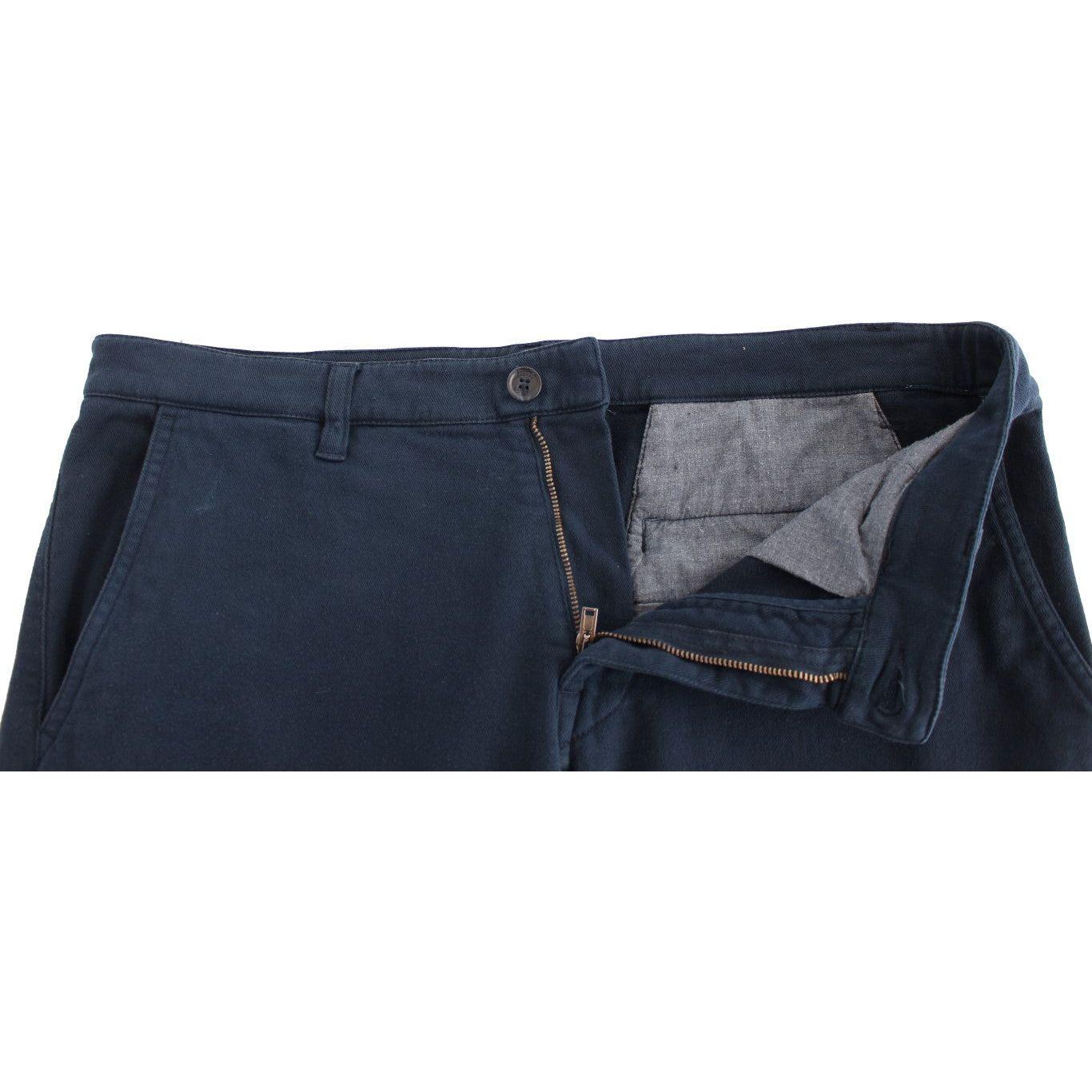 GF Ferre Elegant Blue Cotton Stretch Chinos GF Ferre Dark Slate Gray