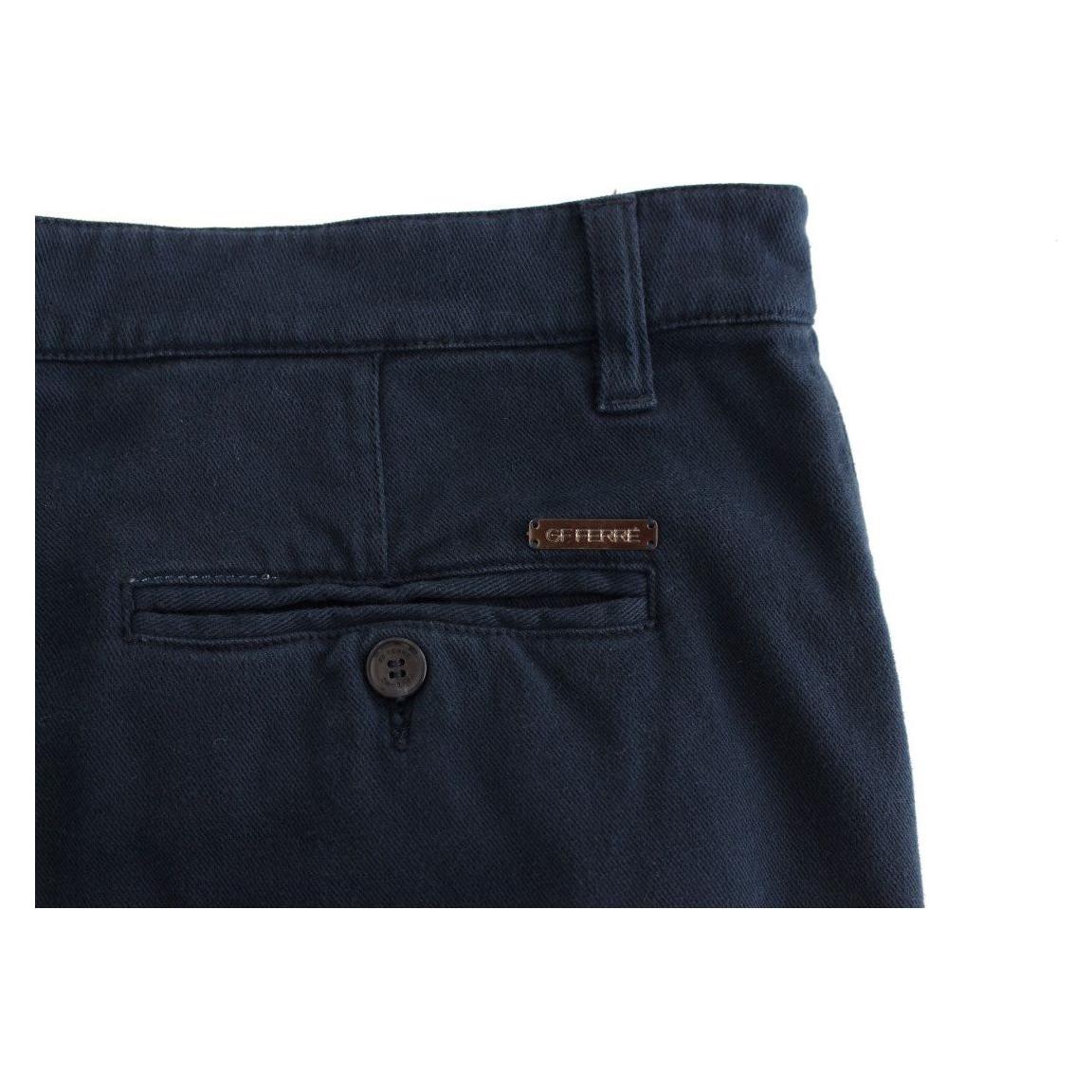 GF Ferre Elegant Blue Cotton Stretch Chinos GF Ferre Dark Slate Gray