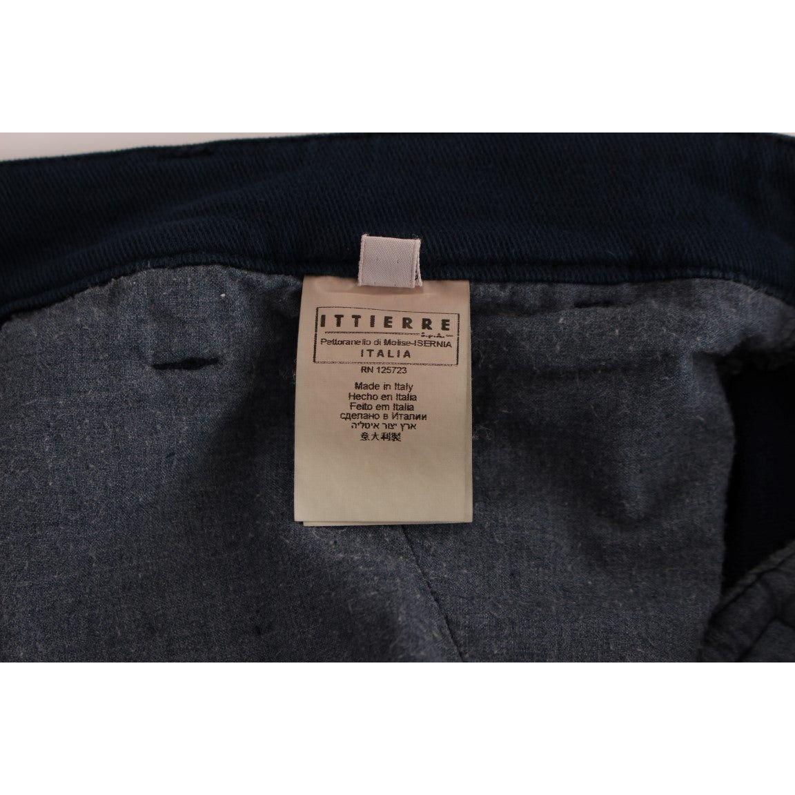 GF Ferre Elegant Blue Cotton Stretch Chinos GF Ferre Black