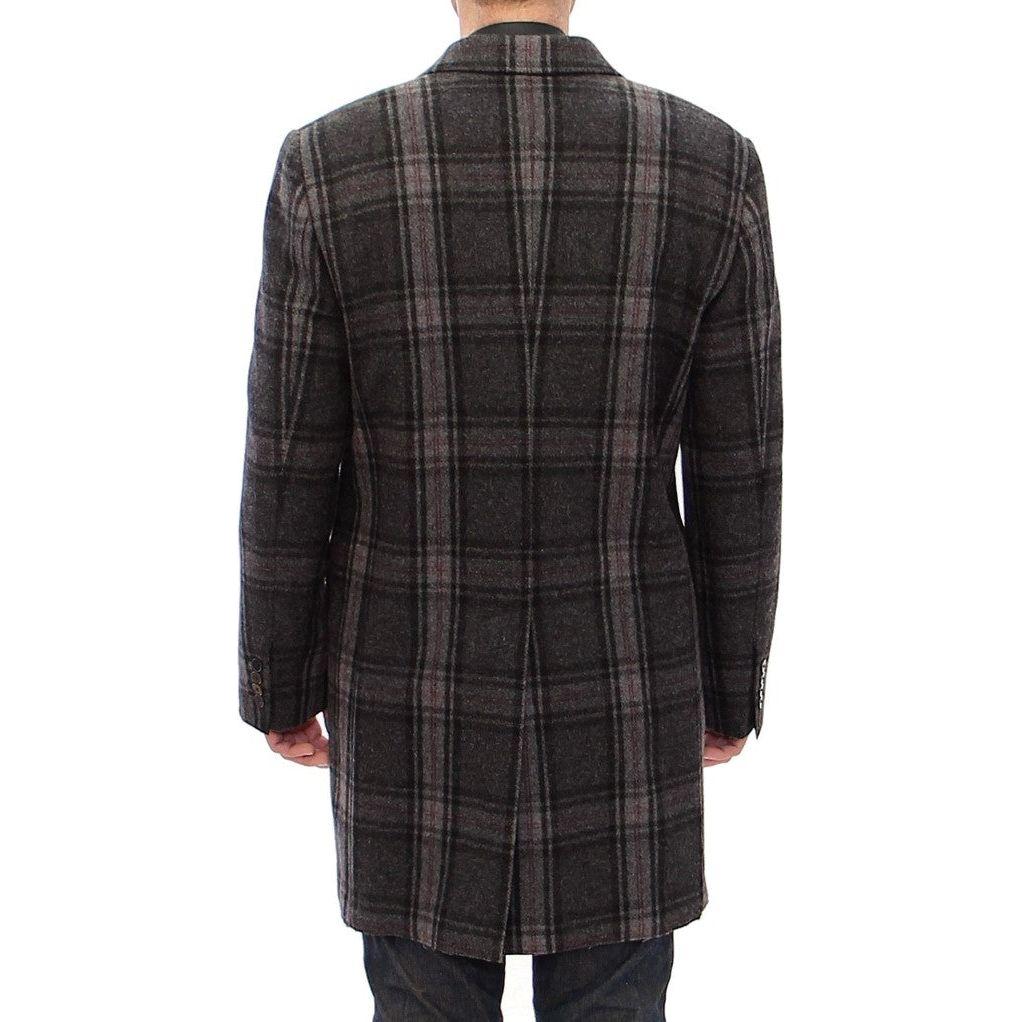 Dolce & Gabbana Sicilia Checkered Wool Blend Coat Coats & Jackets Dolce & Gabbana Dark Slate Gray