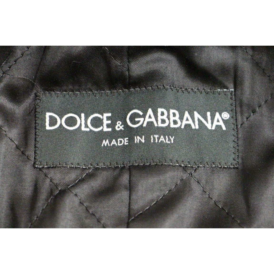 Dolce & Gabbana Sicilia Checkered Wool Blend Coat Coats & Jackets Dolce & Gabbana Dark Slate Gray