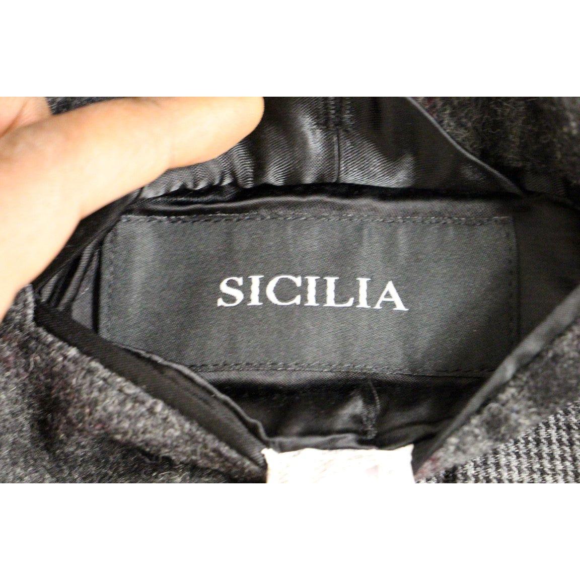 Dolce & Gabbana Sicilia Checkered Wool Blend Coat Coats & Jackets Dolce & Gabbana Dark Slate Gray