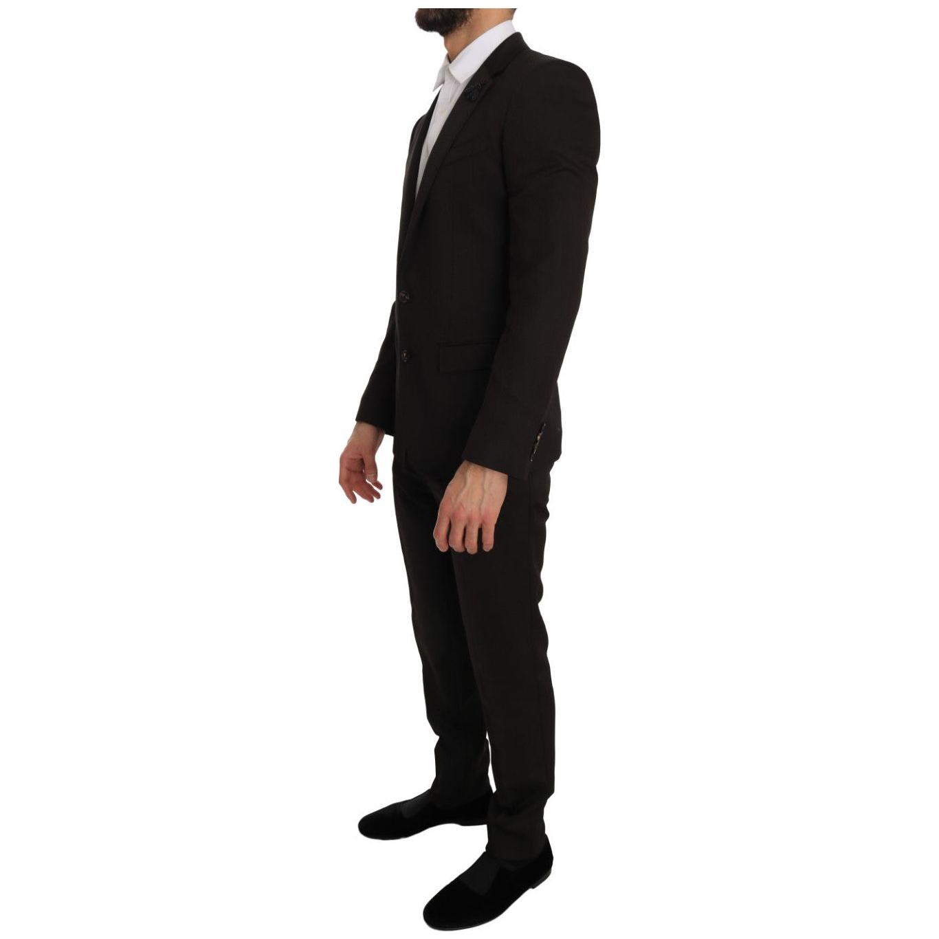 Dolce & Gabbana Elegant Brown Jacquard Martini Suit Suit Dolce & Gabbana Black
