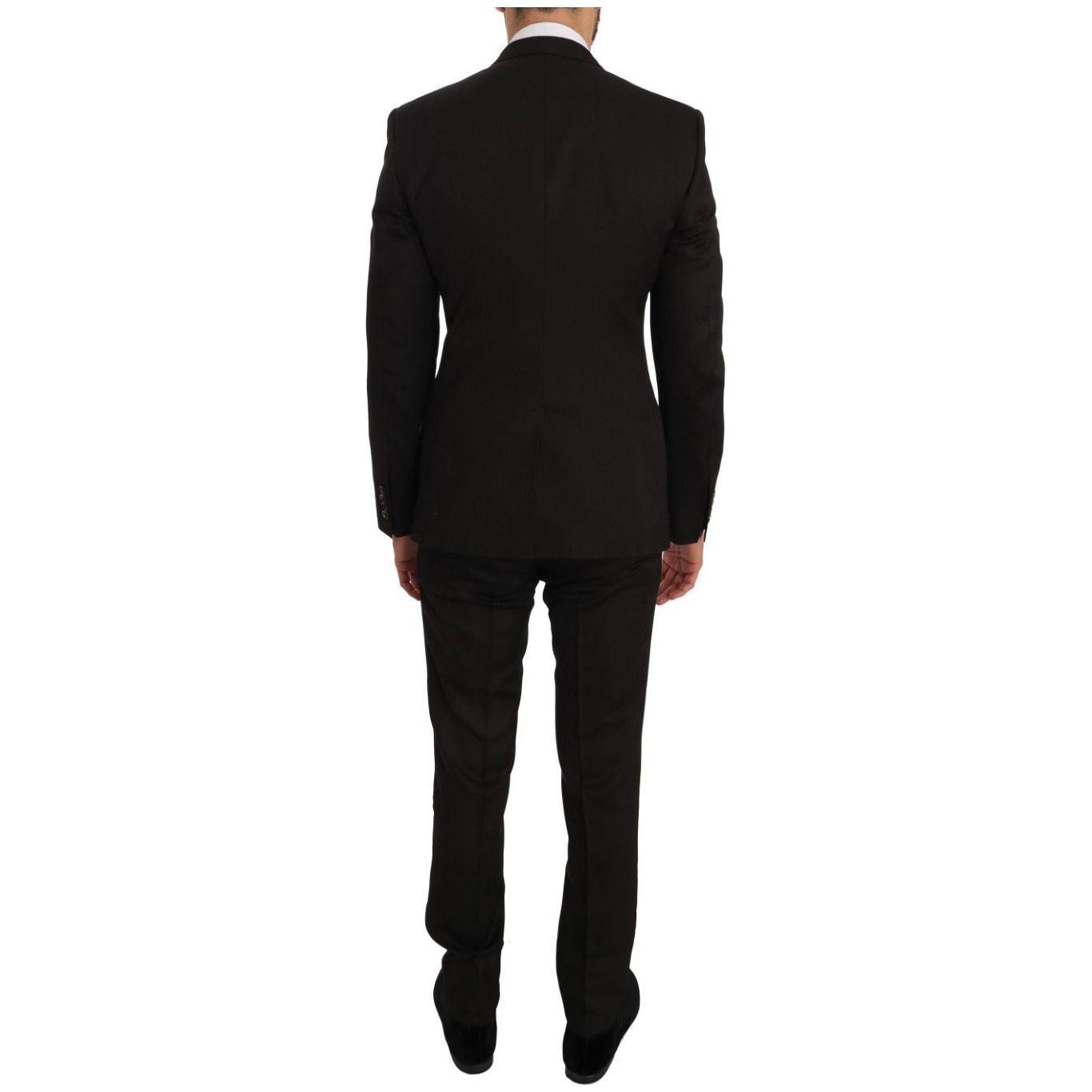 Dolce & Gabbana Elegant Brown Jacquard Martini Suit Suit Dolce & Gabbana Black