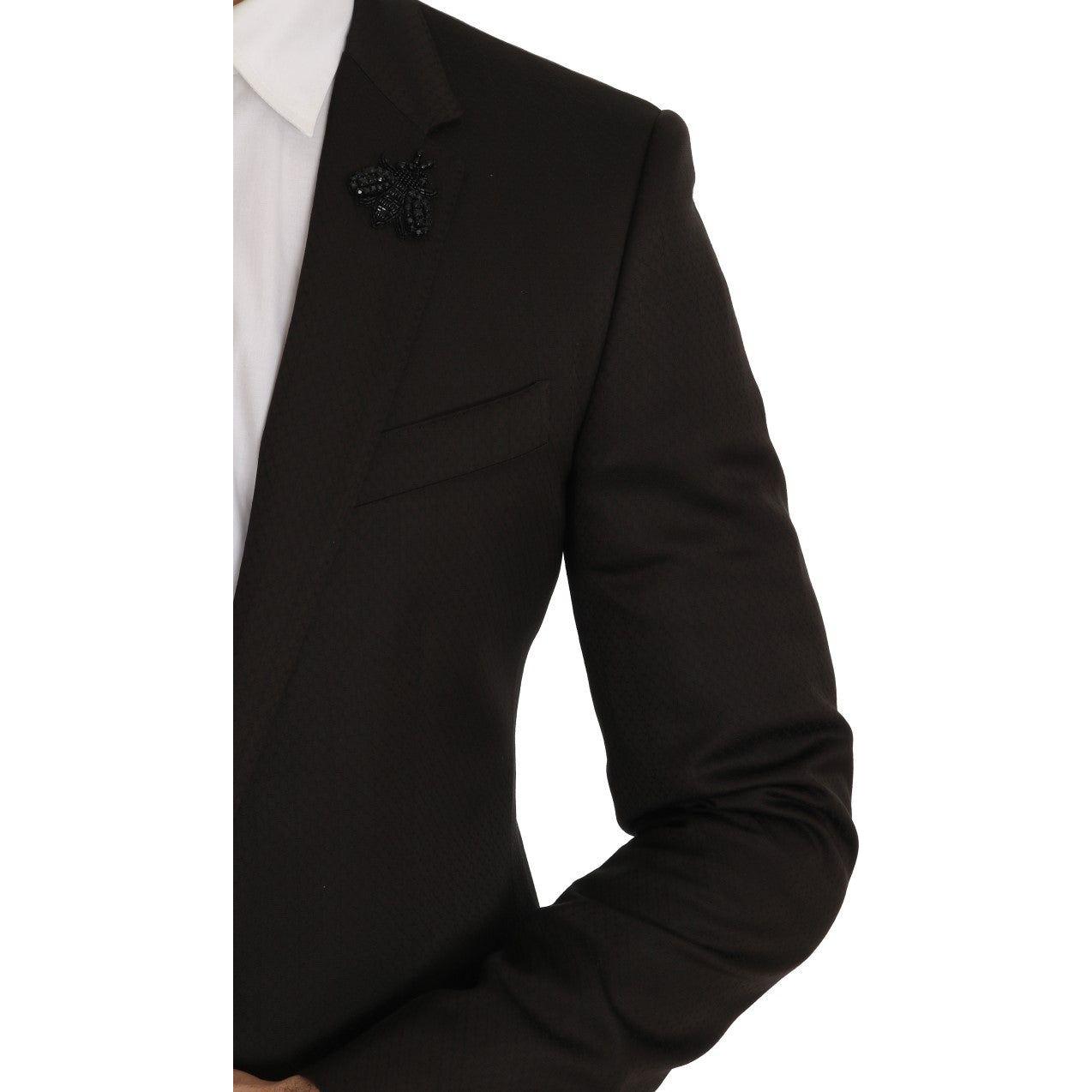 Dolce & Gabbana Elegant Brown Jacquard Martini Suit Suit Dolce & Gabbana Black
