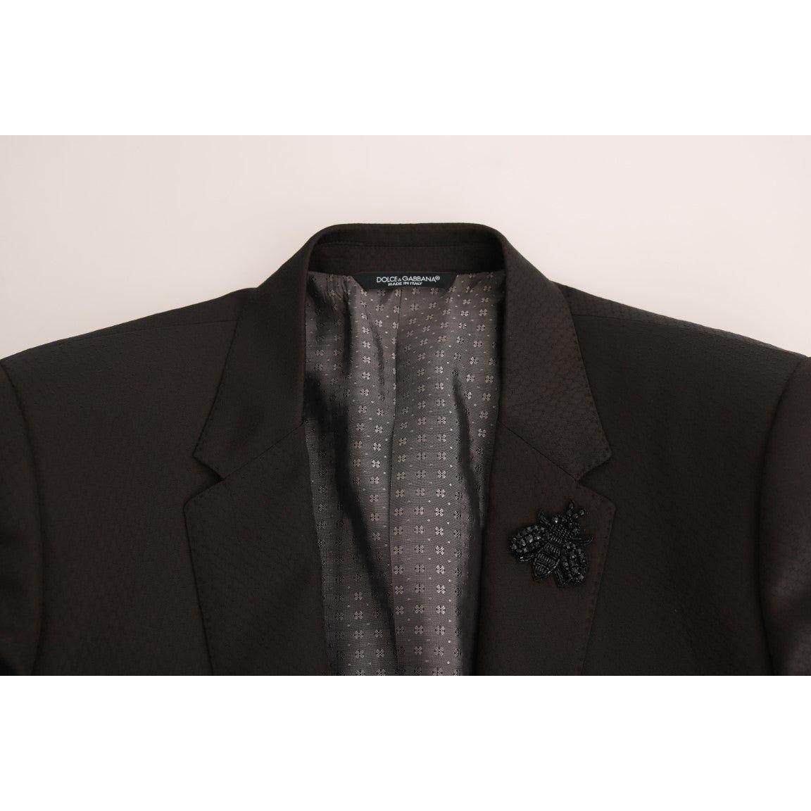 Dolce & Gabbana Elegant Brown Jacquard Martini Suit Suit Dolce & Gabbana Antique White